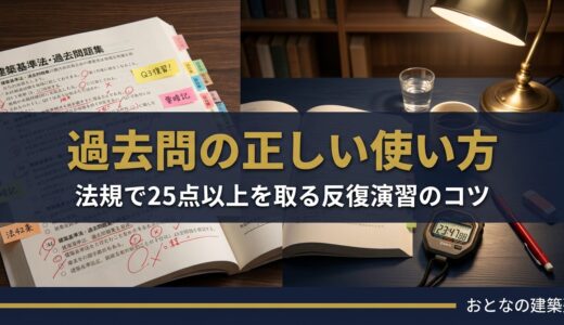 過去問の使い方｜法規で25点以上を取る反復演習のコツ【一級建築士試験】