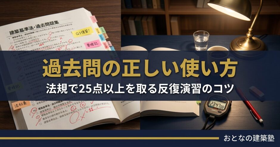 過去問の使い方｜法規で25点以上を取る反復演習のコツ【一級建築士試験】