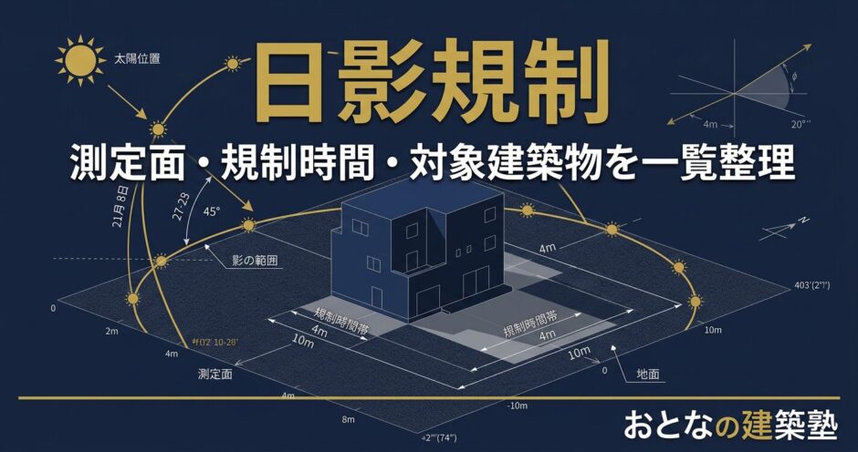 日影規制の基本をわかりやすく解説｜測定面・時間・対象建築物を一覧整理【一級建築士試験】