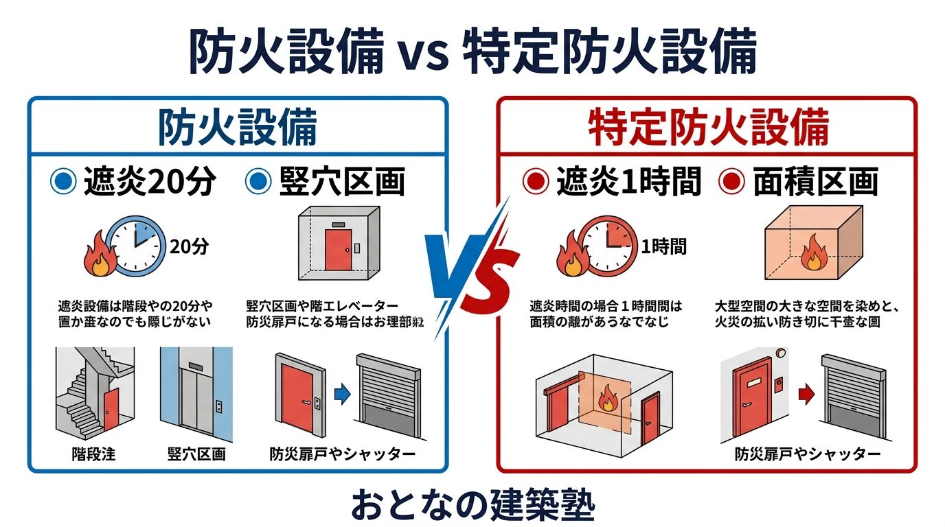防火設備 vs 特定防火設備