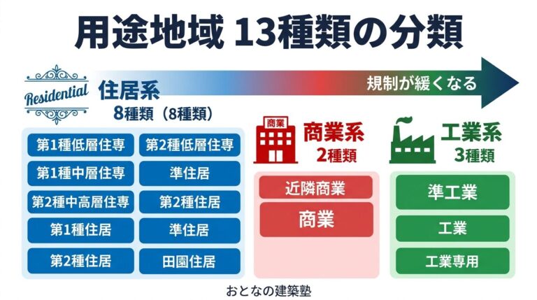 用途制限一覧表|用途地域13種類の建築制限を完全整理