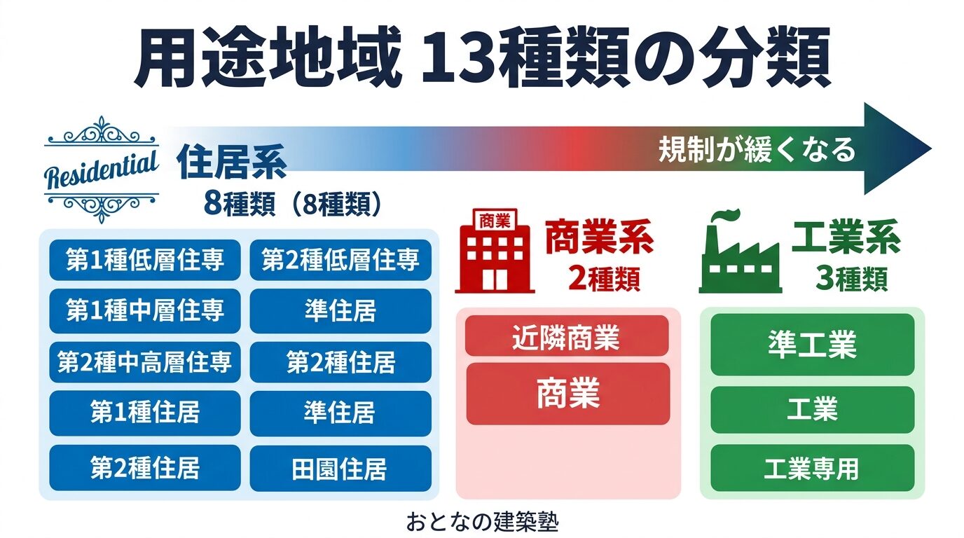 用途地域13種類の分類図