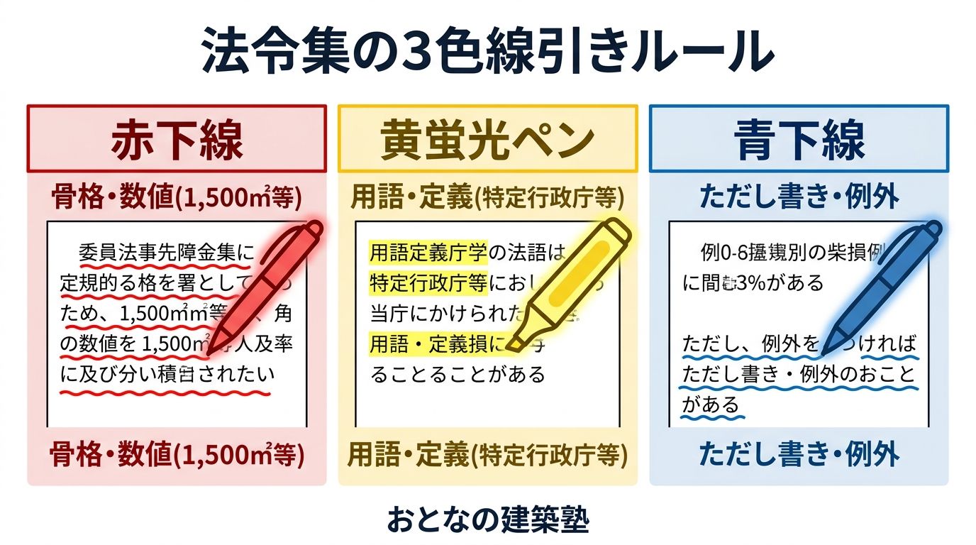 法令集の3色線引きルール