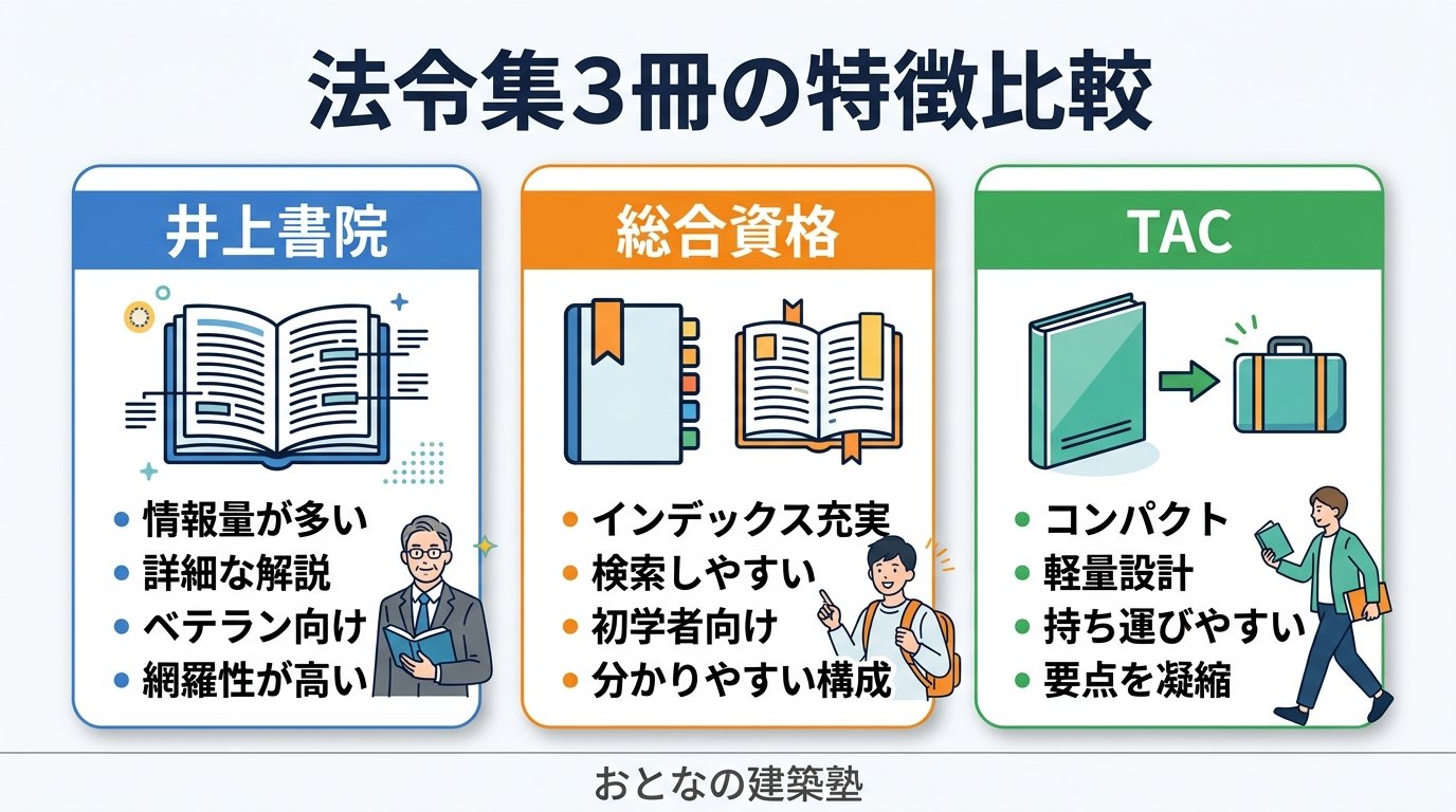 法令集3冊の特徴比較